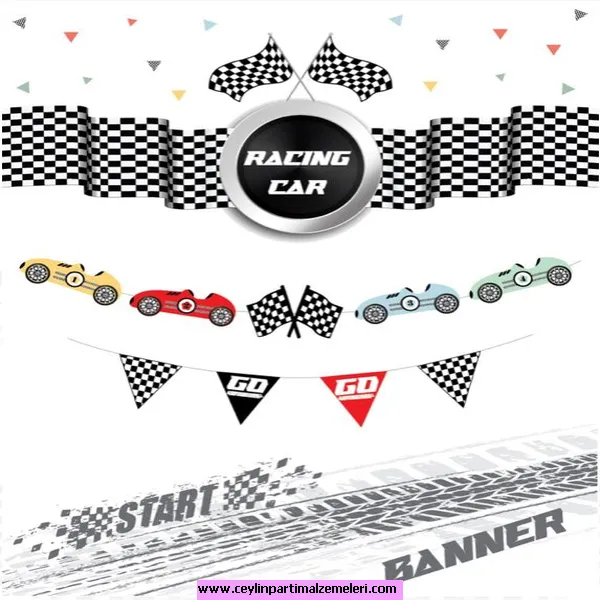 Arabalar & Bayrak Temalı Banner